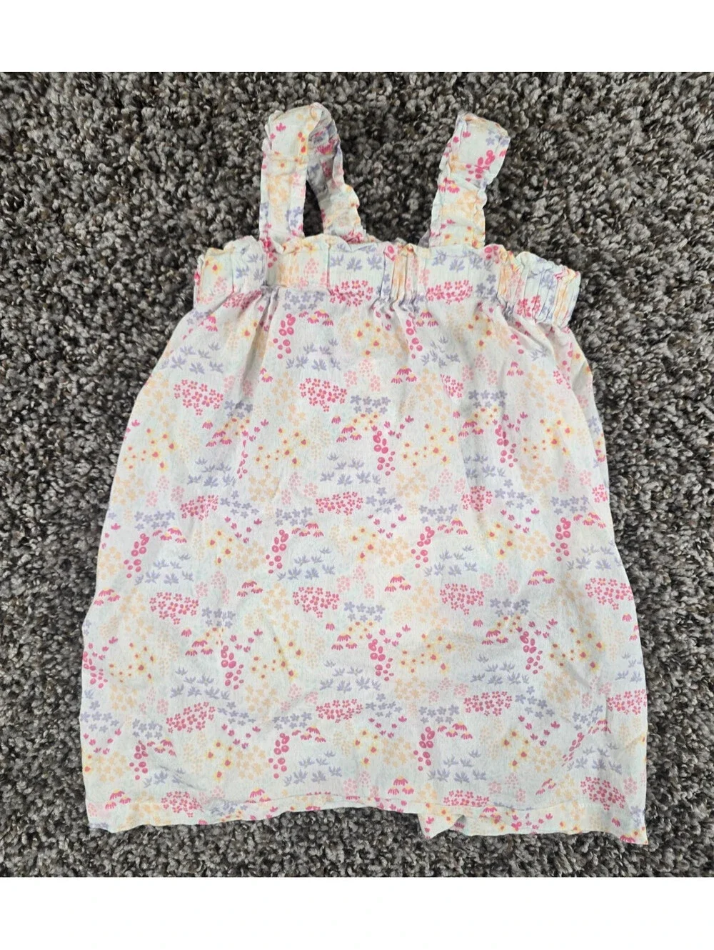 H&M Baby Girls Sz 9M Sleeveless Sundress Dress White Bright Floral Print